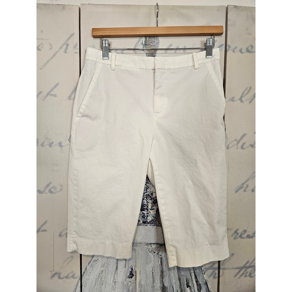 Vince Bermuda Shorts 0 Off White Cotton Stretch Minimalist Quiet Luxury
